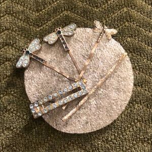 Set of blue and dragonfly themed hair accessories